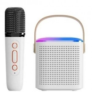 Mini Karaoke Machine, Portable Bluetooth Speaker with Wireless Microphones