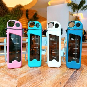 350ml Square Plastic Water Bottle with Pop Up Straw & Lock