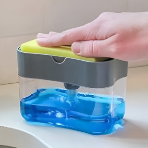 Liquid Soap Dispenser Soap Pump Sponge Caddy Holder Creative Hand Press Kitchen Dish Soap Dispenser with Washing Sponge