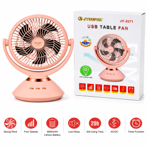 JYSUPER JY-2571 Portable USB Table Fan with 8000mAh Battery & Solar Charging