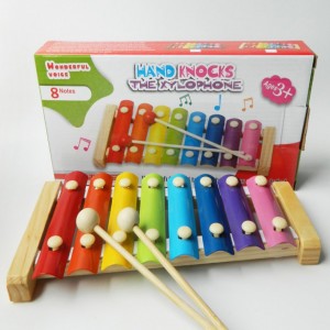 Wooden Multi-Color Xylophone Hand Knock Piano Musical Toy for Kids