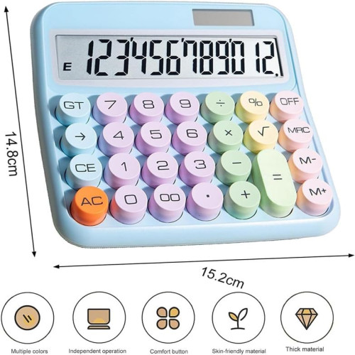 AAMATY Mechanical Switch Calculator - 12-Digit Large LCD Display | Big Buttons, Battery & Solar Powered | Colorful Candy Design for , School & Home Use | Products | B Bazar | A Big Online Market Place and Reseller Platform in Bangladesh
