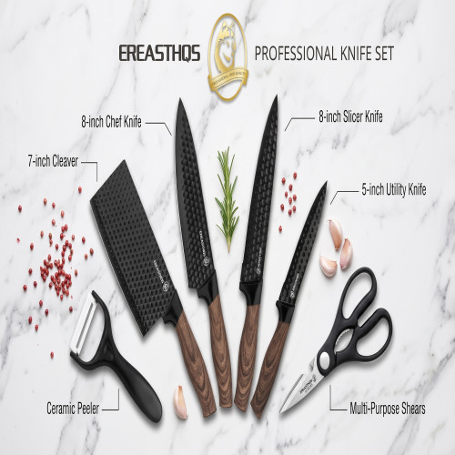 EREASTHQS 6-Piece Professional Kitchen Knife Set with Wooden Texture Handle | Products | B Bazar | A Big Online Market Place and Reseller Platform in Bangladesh