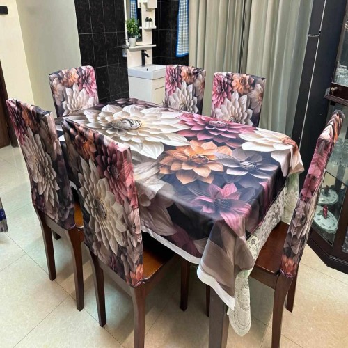 Digital 3D Printed Velvet Dining Table Cloth With Chair Cover-08 | Products | B Bazar | A Big Online Market Place and Reseller Platform in Bangladesh