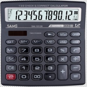 SAMS SM-1012B Desktop Battery Powered Basic Calculator - Black