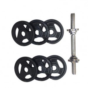 Black Dumbbell - 4 Pcs 1.25 kg Black Plate with 2 Pcs 10 inch Stick - 5 kg