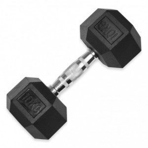 Rubber Hex Dumbbell (Single) 5Kg - Black